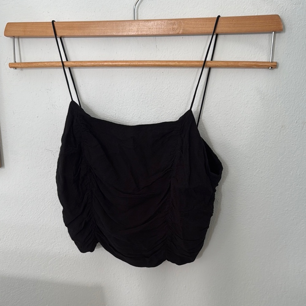 Black Ruched Spaghetti Strap Top